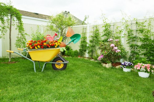 Segregated garden waste bins ready for recycling