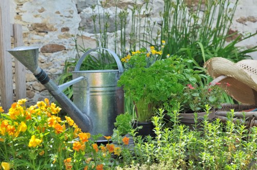 Community gardener assisting a resident with accessible garden features
